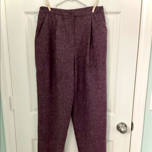 Petite Sophisticate Tweed Pants Suit W/ Leather Sash - Picture 13 of 16